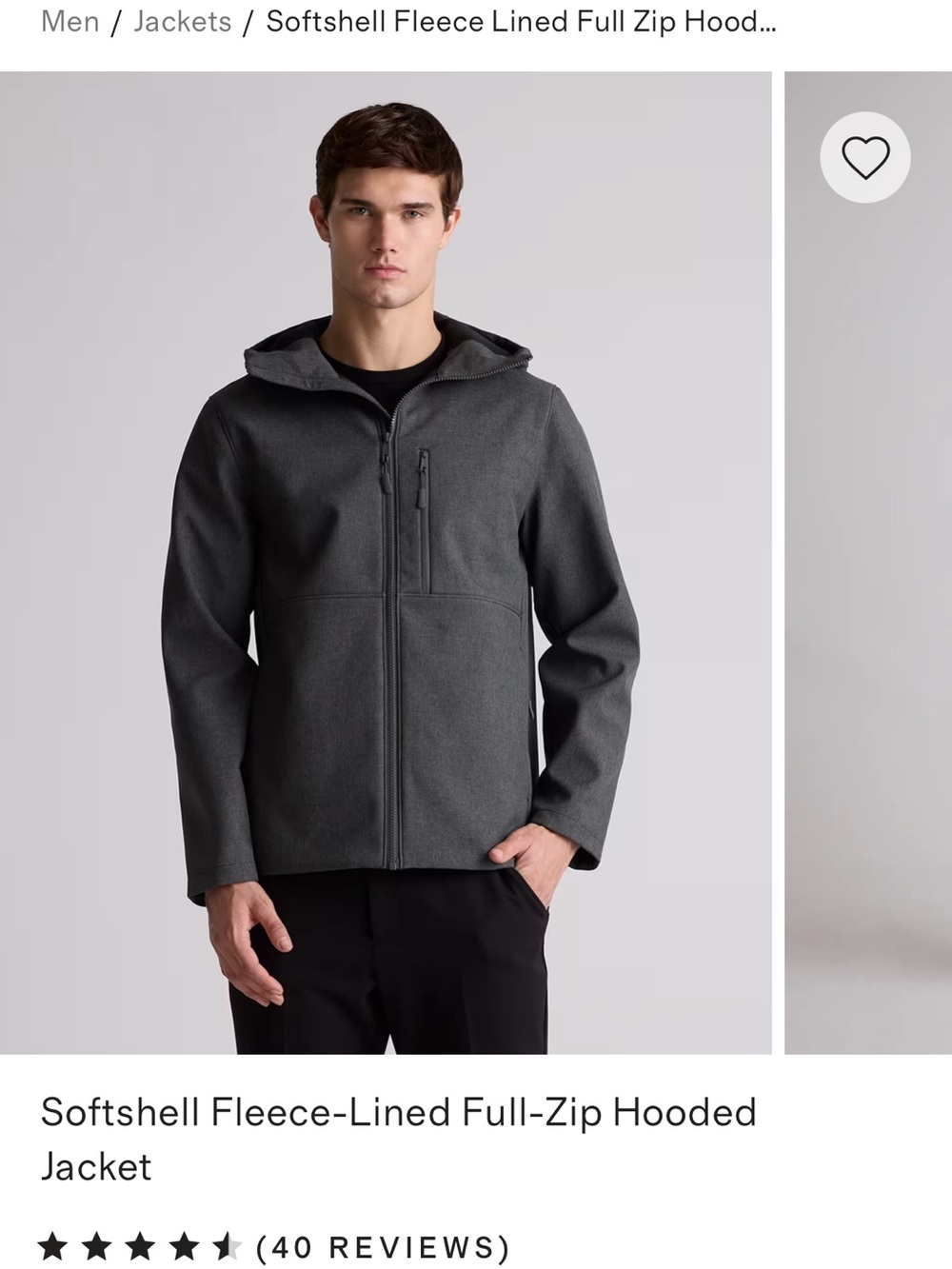 NWT Quince Men's Hooded Soft Shell Fleece Jacket - Charcoal Gray